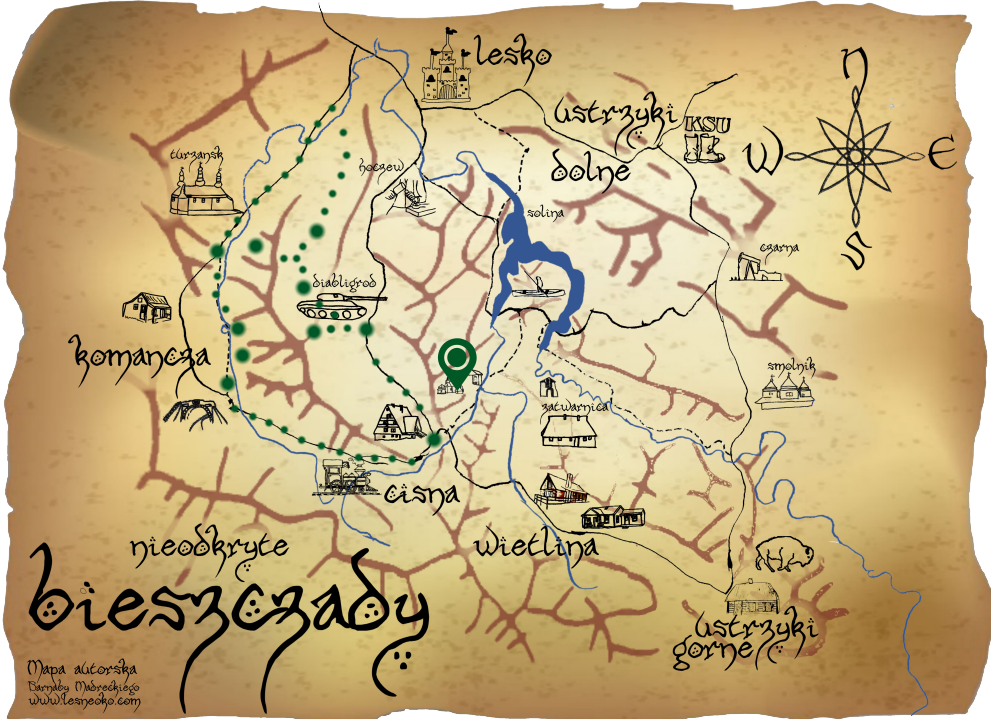 Samochodowy szlak Bieszczady wg Barnaby. Pk 19 Łopienka Samochodowy szlak Bieszczady wg Barnaby. Pk 19 Łopienka