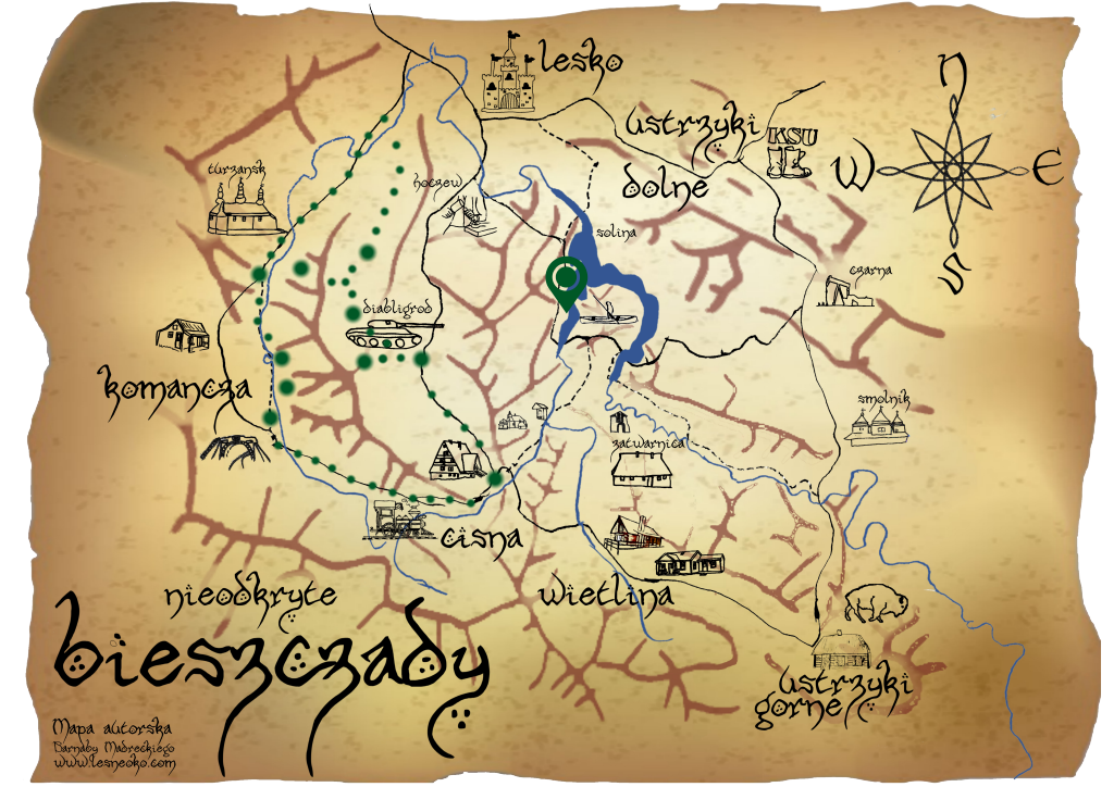 Samochodowy szlak Bieszczady wg Barnaby. Pk 14 Tyskowa Samochodowy szlak Bieszczady wg Barnaby. Pk 17 Polańczyk